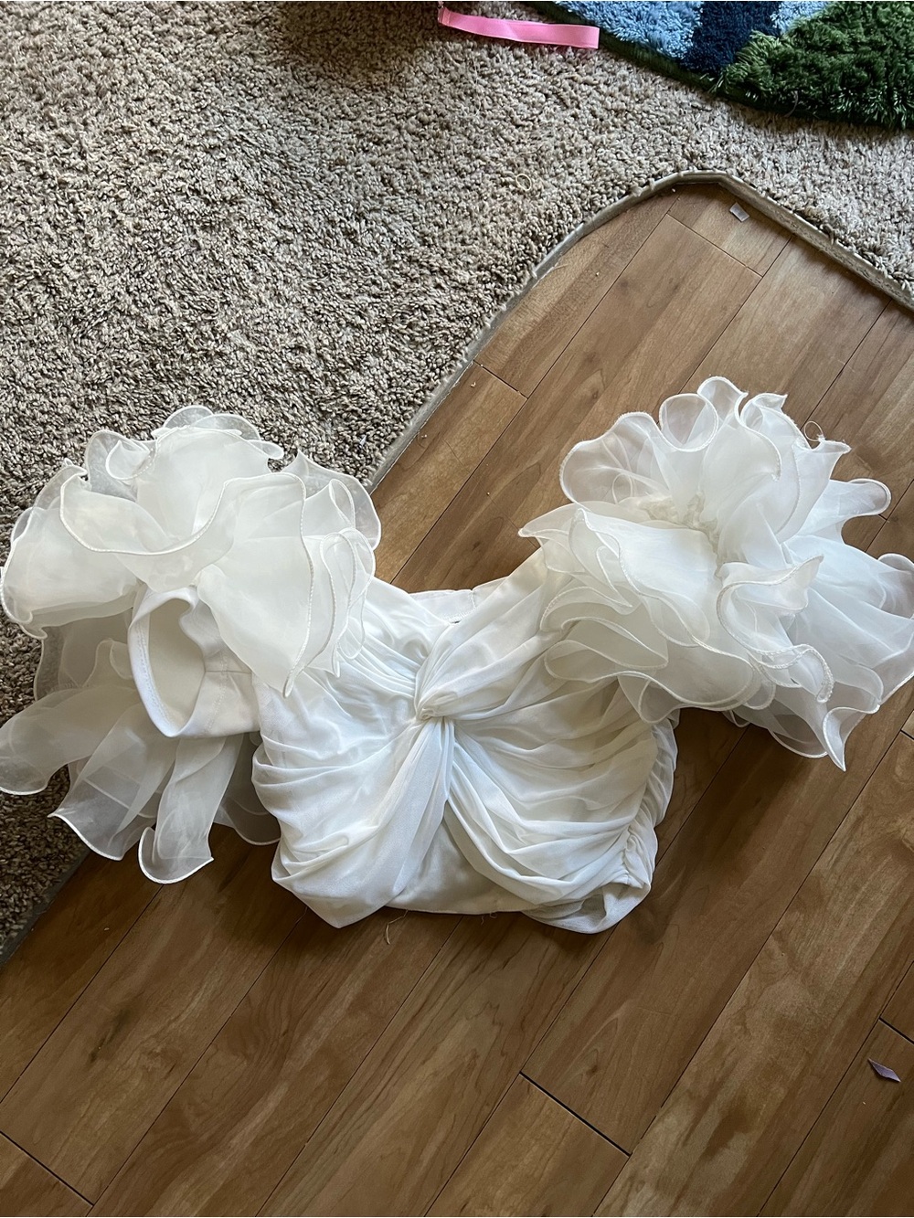 Boohoo White Ruffled Off-Shoulder Statement Top